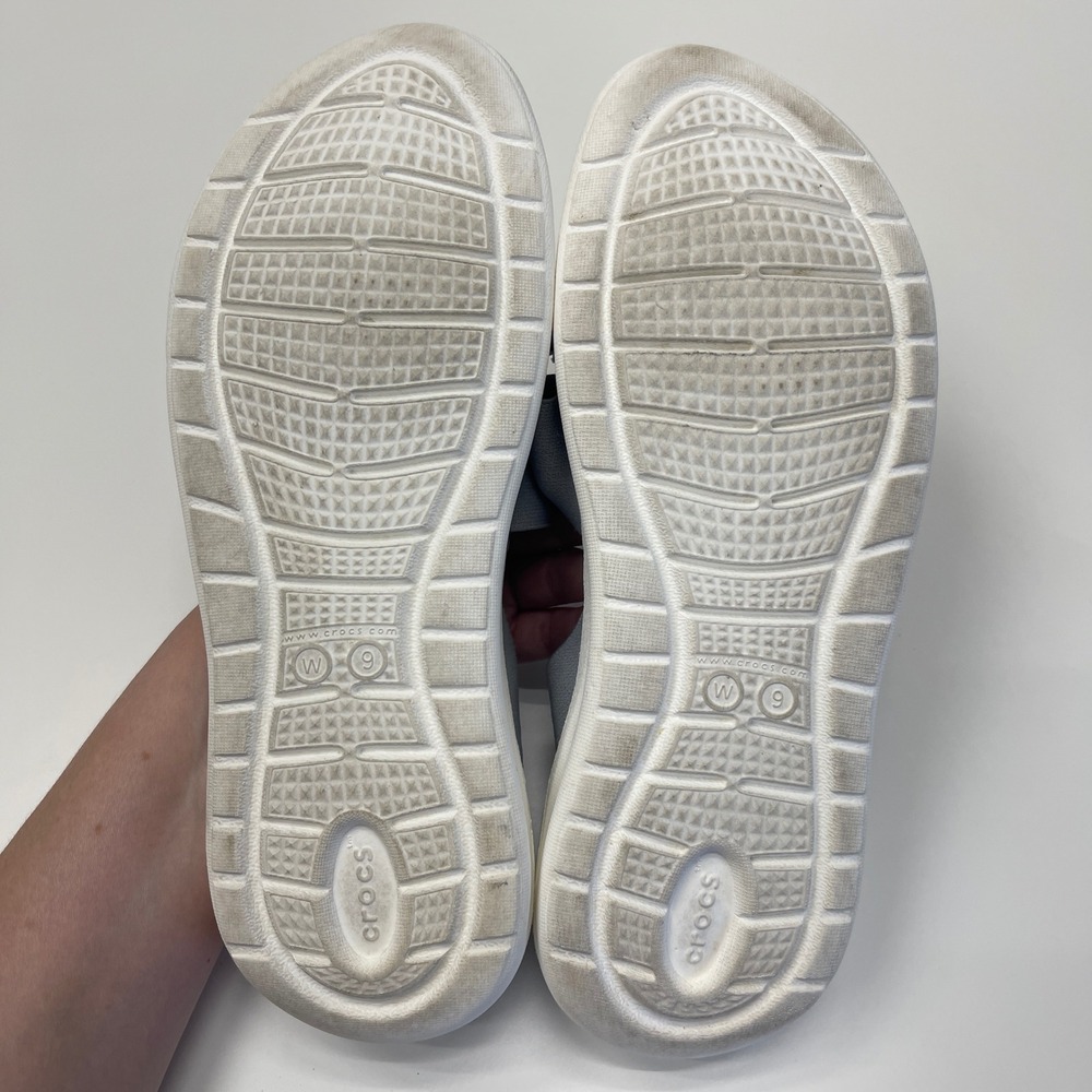Crocs Literide Stretch Sandals Womens 9 Grey White Slingback Comfort 206081 - Picture 8 of 9